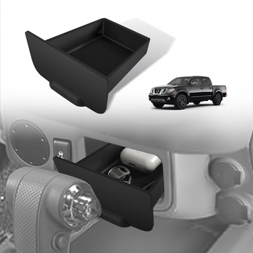 Storage Drawer Tray Compatible with 2005-2021 Nissan Frontier Accessories Center Console Organizer Anti-Slip Cubby Silicone Insert Extra Storage Box (Fits Trims with Console Hole Only) - color: 05-21 Frontier Console Drawer-Black