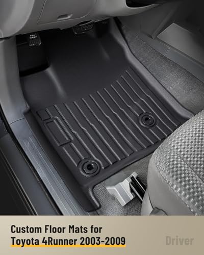 Car Floor Mats for Toyota 4Runner: 2003-2009 (4th Gen) Cargo Trunk Liner, All Weather Accessories Rubber Carpet Custom Fit for Toyota 4 Runner 2003 2004 2005 2006 2007 2008 2009 SUV (Only 5 Seat Model