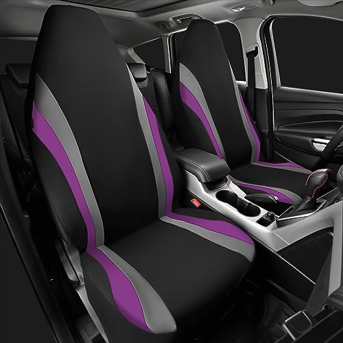 CAR PASS AquaShield Neoprene Waterproof Car Seat Covers Front Seats Only, High Back Bucket Seat Cover,Airbag Compatible,Seat Covers for Women Girl, Universal Fit for Auto Truck Van SUV (Black Purple) - color: Black and Purple