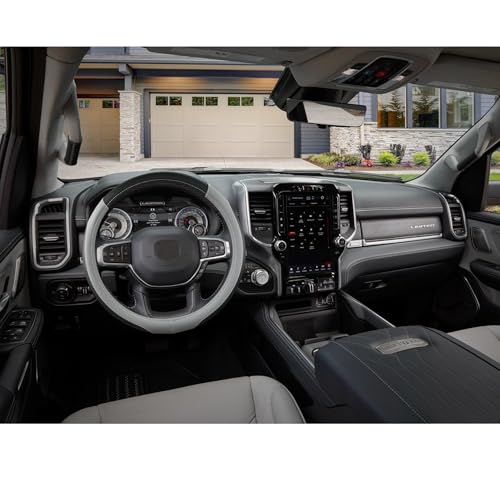 West Llama Customized Auto Car Steering Wheel Cover for Dodge RAM 1500 2500 3500, 15.5-16 inch(Black+Gray-Large Size) - color: C-Black+Gray