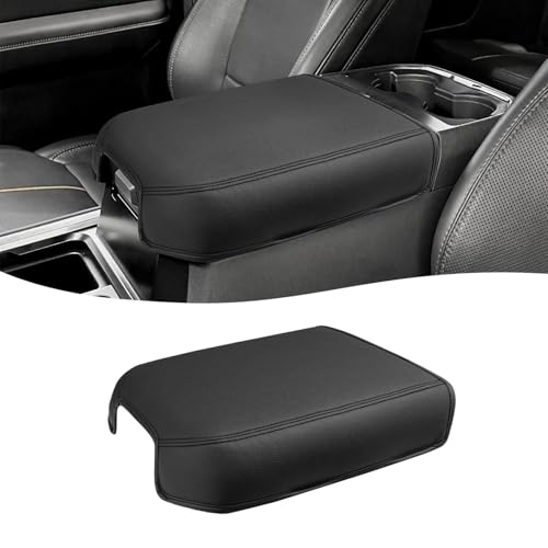 Center Console Cover for 2023 2024 2025 2026 F250 F350 F450 F550 Super Duty Accessories, Vinyl Leather Middle Armrest Cusion Protector, Bucket Seat Only, Anti-Scratch - size: Bucket Seat, 23-26 F250-F550, black stitch