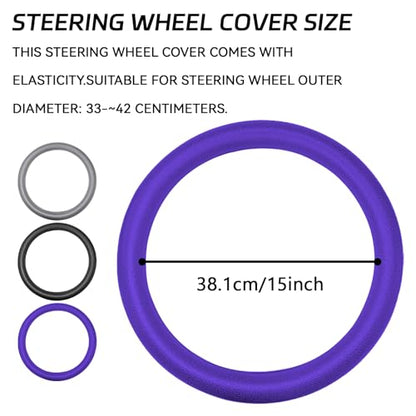 Car Steering Wheel Cover, Silicone Non-Slip Steering Wheel Protector, 13/14/15/16 inch Ultra Thin Steering Wheel Protective Covers for Women Men, Universal Vehicle Accessoriess (Purple) - color: Purple