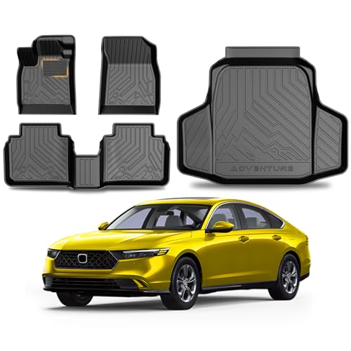 KUST Floor Mats Cargo Liner for Honda Accord 2023-2026 (Include Hybrid), All Weather Floor Liners & Trunk Cargo Mat for Accord Accessories TPE Rubber Raised Edge - style: For │ Accord 2023-2026 │ Full Set