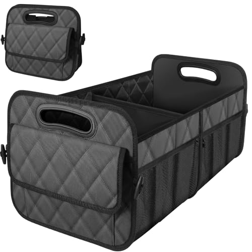 Deosk Car Trunk Organizer for SUV, Car Organizers and Storage with Reinforced Handles, Car Accessories for Women/Men 70L Waterproof Polyester Trunk Organizer(Large, Charcoal) - color: Charcoal, size: Large