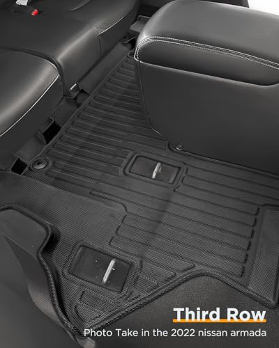 for Nissan Armada/Infiniti QX80 2019-2024 (7 Seats) Floor Mats Carpet Liner All Weather Protector TPE Anti-Slip Tech Mats for Nissan Armada/Infiniti QX80 2019 2020 2021 2022 2023 2024 Accessories