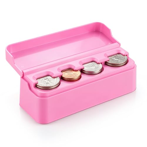 SINGARO Coin Holder for Car, Coin Change Organizer Compatible with Coins of Different Sizes, Dash-Mounted Holder Suitable for Most Cars, Trucks(Pink) - color: PINK, size: 1pc