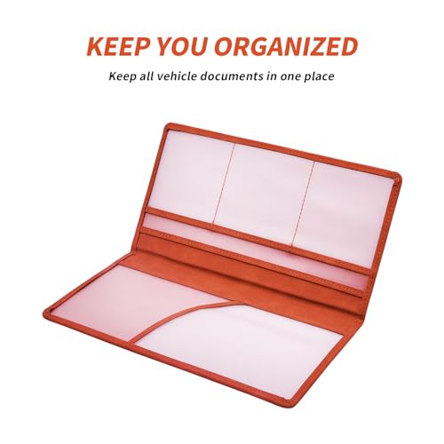 Car Registration and Insurance Card Holder - Vehicle Glove Box Document Organizer - Premium PU Leather Wallet Case - Driver License - Coffee - color: Coffee