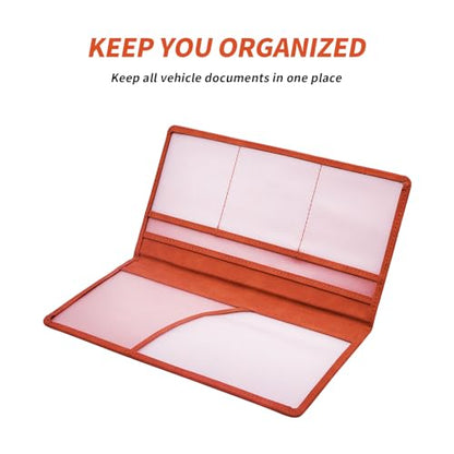 Car Registration and Insurance Card Holder - Vehicle Glove Box Document Organizer - Premium PU Leather Wallet Case - Driver License - Coffee - color: Coffee