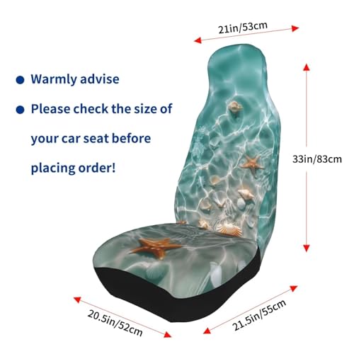 Starfish on Beach Car Seat Covers, Shell Conch Seat Protector for SUV Truck Van Sedans Teal Blue Non-Slip Cloth Vehicles Rear Bucket Seat Cover Gift for Women Men - color: Starfish
