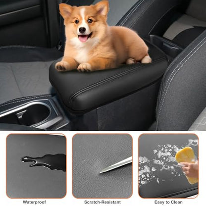 Center Console Cover Compatible with Toyota Tacoma 2016-2023 Accessories, Microfiber PU Leather Armrest Box Lid Protector Cover for Toyota Tacoma Accessories (Black) - size: Fit for Toyota Tacoma 2016-2023
