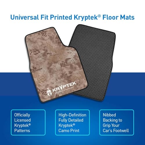 Coverking Universal Car Floor Mats Set of 2 (Front Driver and Passenger) Kryptek Nomad Camo - All-Weather Protection for Mud, Dirt, Rain, Spills, Non-Slip Backing, Fits Cars Trucks SUVs Jeeps - style: Kryptek Nomad