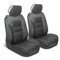 Motorbox Classic Edition Seat Covers, Premium Faux Leather Seat Covers for Cars Trucks Vans SUV, Semi Custom Fit Car Seat Covers Front Seats Only, Automotive Interior Cover - Gray - color: Black/Charcoal Front Seats