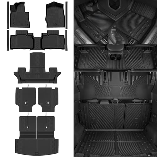 Custom Fit Floor Mats for Ford Explorer (6 Seats) 2020-2025 2026, All Weather TPE Floor Liners with Trunk Mat & Backrest Protectors & Door Sill Guard, Odorless Full Set Interior Accessories - size: 5)Explorer 6 Seats|2020-2026