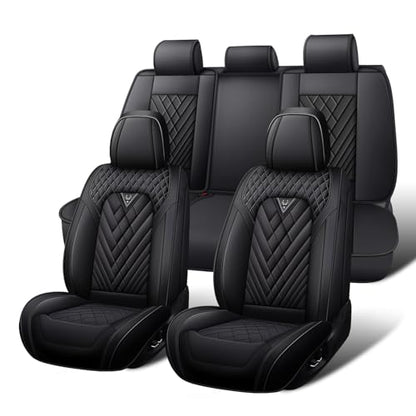 Car Seat Covers Full Set for Honda CR-V 2000-2026, Waterproof Nappa Leather Car Seat Cover, Full Coverage Car Seat Covers Sets(5 Seats/Black)