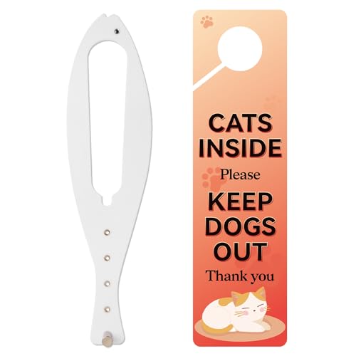 Cat Door Latch, 1 Pcs Cat Door Stopper Pet Door Latch to Keep Dog Out of Litter Box and Food, Door Prop for Cat with 5 Adjustable Size Strap 2.5-6" Wide, No Measuring, Easy to Install, White - color: 1pcs-white