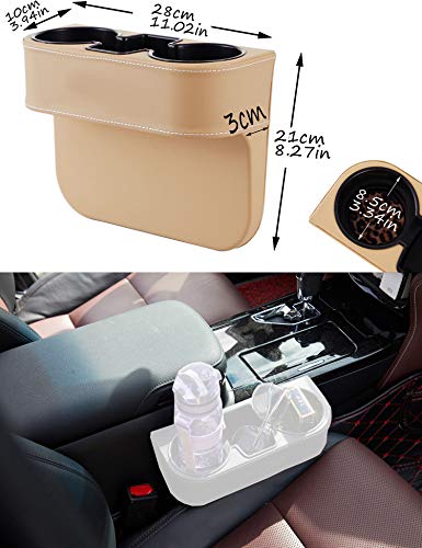 Car Seat Organizer Cup Drink Holders,Multifunctional Gap Filler Storage Box,Insert Organization Helps Reduce Distracted Driving&Holds Phone Mount Mug Bottle Cellphone Coaster Wallet Card (XBD-Beige) - color: XBD-Beige