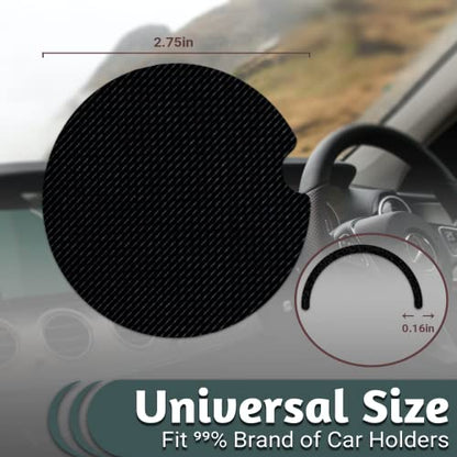 Yonlevres Car Coasters for Cup Holders, 2.75" Anti Slip Rubber Mat with a Finger Notch, 2 Pack Sunflower - color: Sunflower