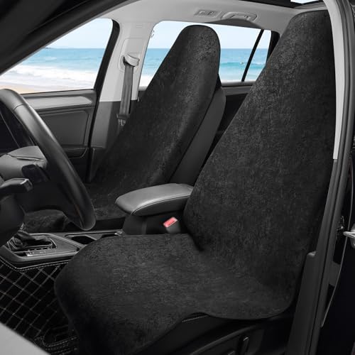 Waterproof Car Seat Cover Universial Fits Car Sweat Towel for Trucks SUV Car Seat Protector Black 2 Pieces - color: Black, size: 2Pcs Front Seat