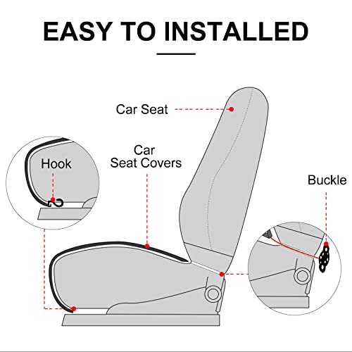 surpassme Car Seat Covers Universal Seat Covers for Car Accessories with Storage Pockets, Car Front Seat Covers and Rear Bench Coverfor Automotive, SUV, Truck, and Van(Black)
