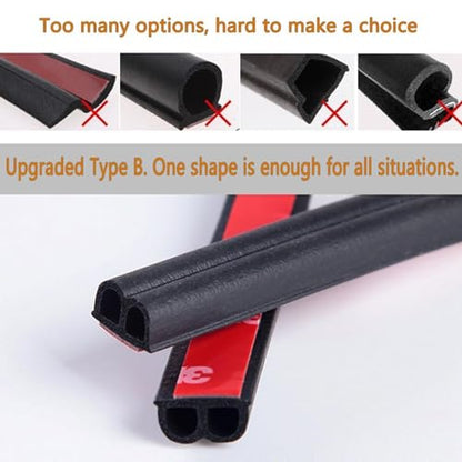 98.4 Feet Universal Self Adhesive Weather Seal Strip, 51/100 x 1/5 Inch Thick, Car Door & Window Weatherstrip with Soundproof Engine Cover - size: 98.4 Feet Long