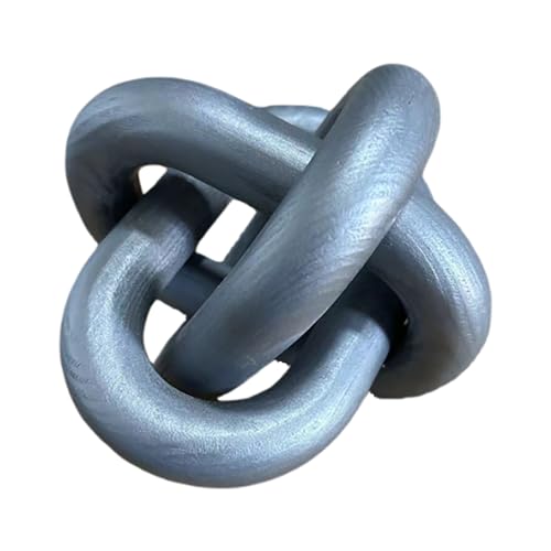 Wood Knot Decor -Coffee Table Decor Shelf Decor Table Books Hand Carved Home Decoration Boho Country Rustic Modern Shabby Chic Style 3 Link Wooden Knot Chain Link Decor (Silver) - color: Silver