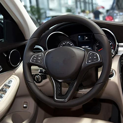 for Mercedes-Benz W204 W205 W211 W203 C E Class GLA GLC Real Soft Carbon Fiber Steering Accent Button Chin Dashboard Panel Frame Decal Cover U Shape Trim Sticker Car Interior Accessories (A) - color: Driver Side Dash A