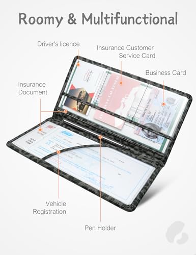 Mymazn Car Registration and Insurance Holder, PU Leather Glove Box Car Organizer with Magnetic Closure, Car Document Holder for Driver's License & Essential Documents (Grey Leopard) - color: Grey Leopard