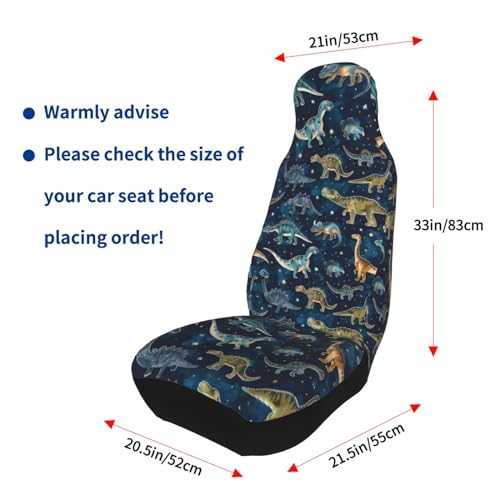 Dinosaur Pattern Front Seat Covers 2 Pack, Vehicle Seat Protector Car Mat Covers, Fit Most Bucket Seats - color: Dinosaur Pattern
