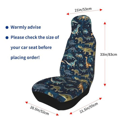 Dinosaur Pattern Front Seat Covers 2 Pack, Vehicle Seat Protector Car Mat Covers, Fit Most Bucket Seats - color: Dinosaur Pattern