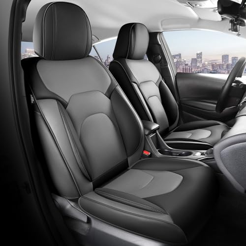 FREESOO Car Seat Covers Front Seats 2PCs,Waterproof Automotive Seat Covers, Leather Cars Interior Covers, Seats Protection Universal fit Babies & Adult (BlackGrey) - color: Black Grey, size: 2 Pcs Front Seat