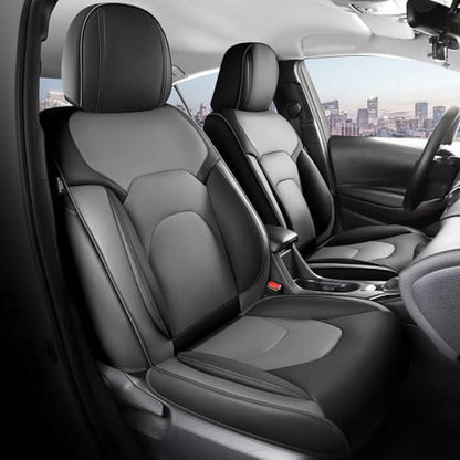 FREESOO Car Seat Covers Front Seats 2PCs,Waterproof Automotive Seat Covers, Leather Cars Interior Covers, Seats Protection Universal fit Babies & Adult (BlackGrey) - color: Black Grey, size: 2 Pcs Front Seat