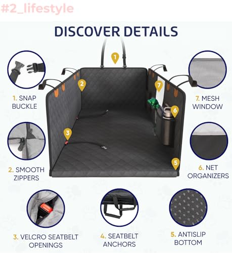 Katziela Back Seat Extender for Dogs-Large Space, Dog Car Seat Cover Hard Bottom Covered with 2 Foams Sturdy Backseat Extender for Dogs, Waterproof Dog Hammock for Car, SUV, Truck Car Bed 425Lbs - color: Black