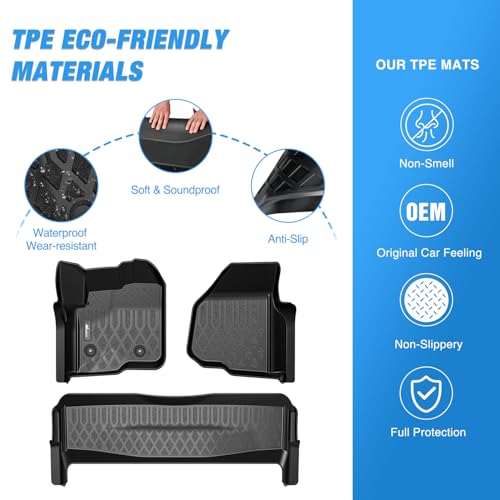 Nilight TPE Floor Mats for Ford F250 F350 F450 SuperCrew Crew Cab 2012 2013 2014 2015 2016 All Weather Custom Fit Heavy Duty Floor Liners
