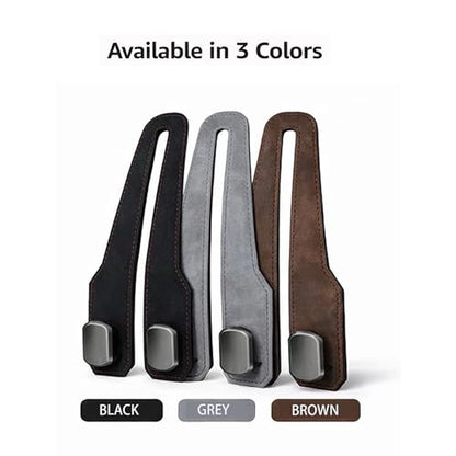 Car Headrest Hook 2 Pack, Premium Leather Car Purse Hooks, Heavy Duty Seat Back Organizer for Handbags, Groceries & Bags, No Scratch, Easy Install Car Accessories(2, Black) - color: Black