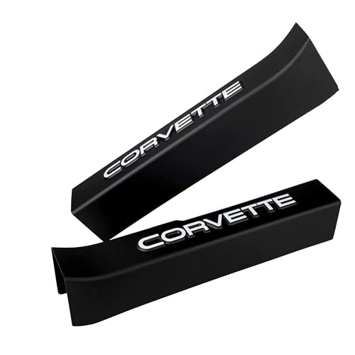 Door Sill Plate Protectors with Embossed Corvette Lettering – for 1988–1989 Corvette C4 – OE-Style Threshold Trim Set (Black)