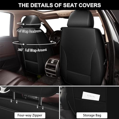 Fit for Subaru Outback Seat Covers 2007-2026 - Full Set Waterproof Leather Car Seat Covers Compatible Airbag（2 Row 5 Seat,Black & Grey） - color: #054 Black&Grey, size: 1.Outback 2007-2026-5 seat covers full set