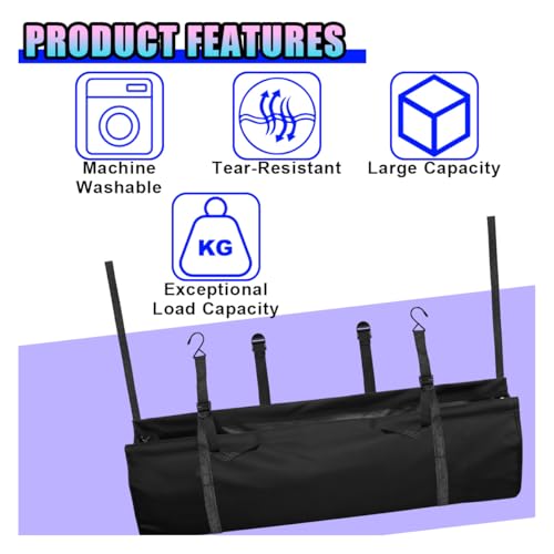 Hanging Car Trunk Organizer, Large Capacity Backseat Storage Bag, Waterproof 1680D Oxford Cargo Organizer with Adjustable Straps, Collapsible Car Storage for SUV Truck MPV (Black)
