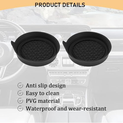 2PCS Car Cup Holder Coaster, Silicone Non-Slip Vehicle Cup Recessed Mats, Waterproof ＆ Sift-Proof Automotive Interior Insulation Drink Insert Pads, Universal Fit (Black) - color: Black