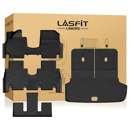 LASFIT Floor Mats & Backrest Mats & Cargo Mat for Hyundai Ioniq 9 2026 (Only Fit 6 Seats, Not Fit 7 Seats), All Weather TPE Custom Fit Floor Liners with Full Set Car & Trunk Mats Accessories, Black - size: 2)For Hyundai Ioniq 9 | 2026 | 6 Seats