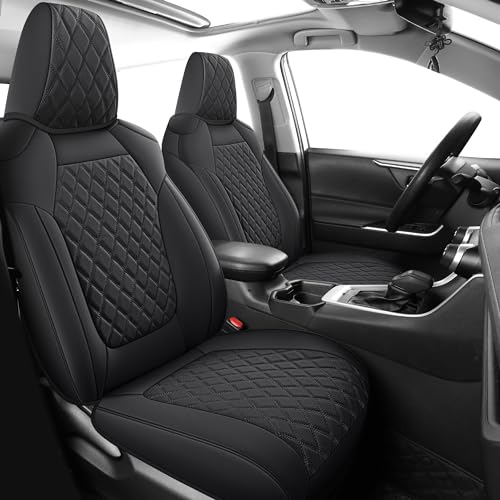 RAV4 Seat Covers Non Hybrid,Car Seat Covers Black Leather Seat Cover Full Set Fit for 2019 2020 2021 2022 2023 2024 2025 Toyota RAV 4 Non-Hybrid (Not for Adv & TRD-Off,Black) - color: Black, size: 2019-2025 rav4(Not for Hybrid,Adventure&TRD-OFF)