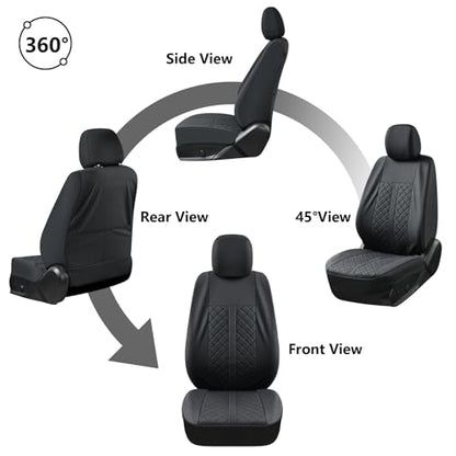 Truckiipa Toyota Tacoma Car Seat Covers Full Set, Leather Waterproof Truck Seat Covers Fit for 4th Gen 2024 2025 2026 Toyota Tacoma Double Crew Cab, Full Set, Black - color: Full Set/Black, size: Tacoma 2024-2026