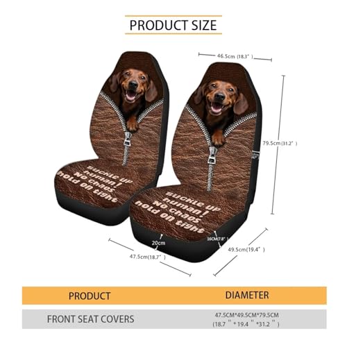 2 Pieces Car Front Seat Covers Dachshund Dog Print Auto Seat Protector for Cars Front Seats High Back Seats Cover for SUV, Universal Fits - color: Brown - Dachshund Dog