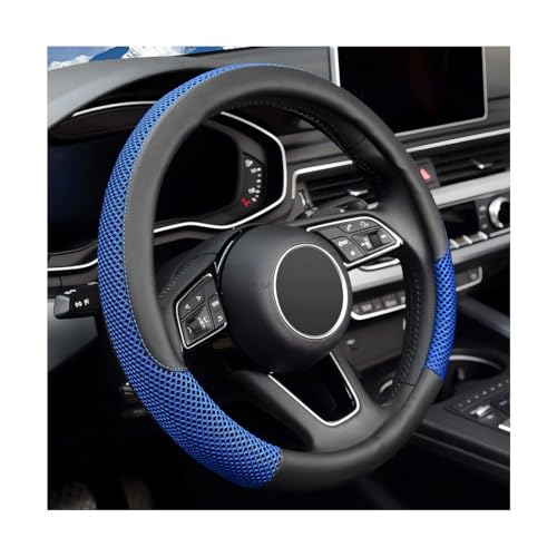 Car Steering Wheel Cover, 14.5-15" Microfiber Leather Ice Silk Breathable Non-Slip Steering Wheel Protector, Cool Auto Interior Decor Accessories, Universal for Truck SUV Van (Blue) - color: Blue