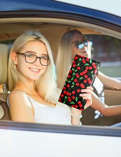 Mymazn Car Registration and Insurance Holder, PU Leather Glove Box Car Organizer with Magnetic Closure, Car Document Holder for Driver's License & Essential Documents (Red Cherry) - color: Red Cherry