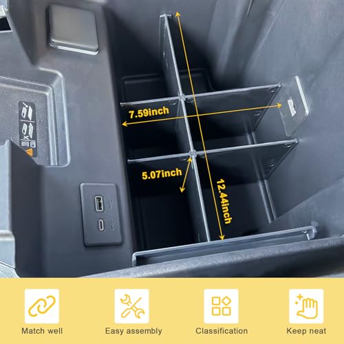 Center Console Organizer Compatible with 2022 2023-2025 2026 Chevy Silverado/GMC Sierra 1500 & 2024 2025 2026 Silverado/Sierra 2500HD 3500HD Accessories, Armrest Divider Front Bucket Seats ONLY