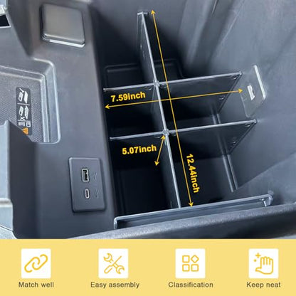 Center Console Organizer Compatible with 2022 2023-2025 2026 Chevy Silverado/GMC Sierra 1500 & 2024 2025 2026 Silverado/Sierra 2500HD 3500HD Accessories, Armrest Divider Front Bucket Seats ONLY
