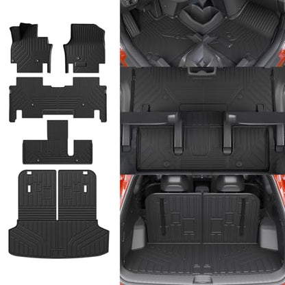 Floor Mats Compatible with 2024 2025 2026 Kia EV9 6&7 Seats Cargo Liner Cargo Mat Trunk Mat Trunk Liner Back Seat Cover Protector EV9 Accessories (Floor Mats+Trunk Mat with Backrest Mat) - style: For Kia EV9 | 2024-2026