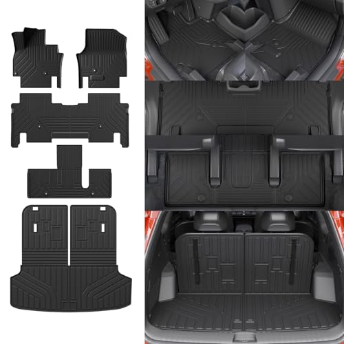 Floor Mats Compatible with 2024 2025 2026 Kia EV9 6&7 Seats Cargo Liner Cargo Mat Trunk Mat Trunk Liner Back Seat Cover Protector EV9 Accessories (Floor Mats+Trunk Mat with Backrest Mat) - style: For Kia EV9 | 2024-2026