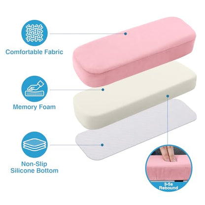 Smiry Ergonomic Office Chair Armrest Pads, Memory Foam Arm Rest Covers, Non-Slip Armrest Cushion with Adjustable Buckles and Straps, Elbow Relief for Desk, Gaming & Wheelchair (Blush Pink, Set of 2) - color: Blush Pink