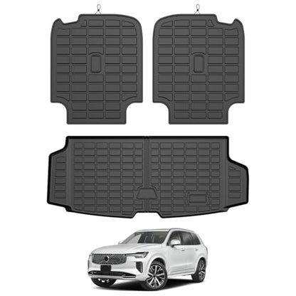 Mixsuper Cargo Liner for Volvo XC90 2016-2024 2025 2026, All Weather Trunk Mat Backrest Mat TPE Back Seat Cover Protector for XC90 Accessories - size: 16-26 |XC90| Cargo & Backrest Mat